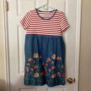 Nursing friendly striped/floral dress